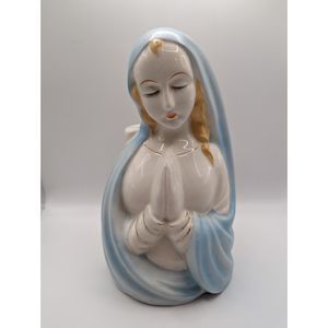 Vintage MCM Praying Madonna Ceramic Planter 8.5"